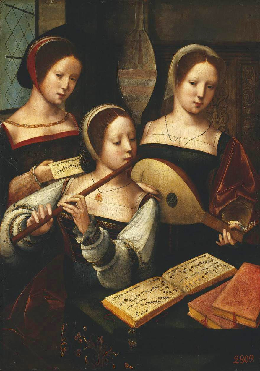 Concierto de mujeres, óleo del Maestro de las medias figuras, hacia 1535